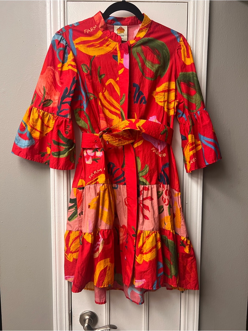 FARM Rio Girls' Red Multicolor Floral Belted Dress